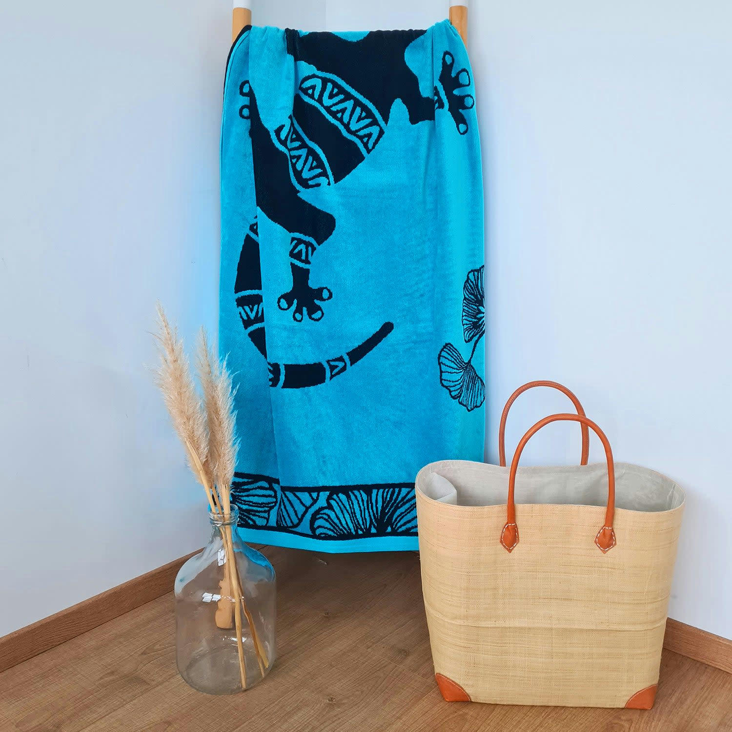 PLAGE - Serviette de plage éponge velours Jacquard Bradford 90x170