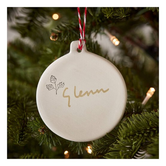 Unglazed Ceramic Hanging Bauble Decoration 9cm