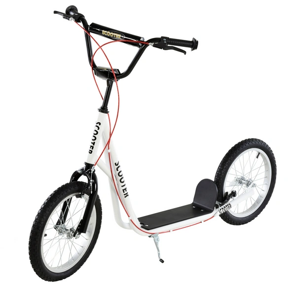 Kinderroller, Luftreifen, Handbremse, weiß