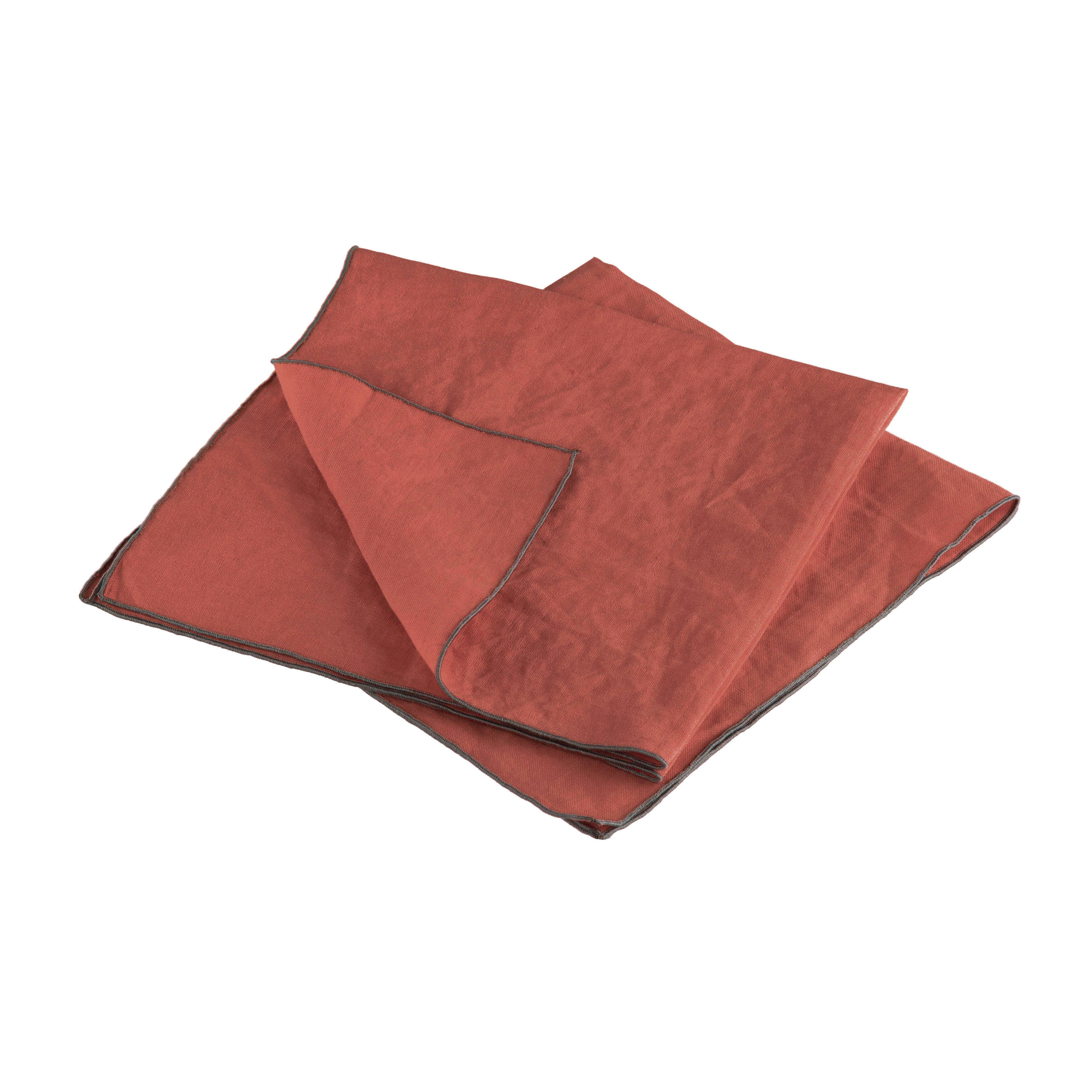 AUTOUR DU LIN - Lot de 2 serviettes de table en lin lavé 45x45cm Terracotta