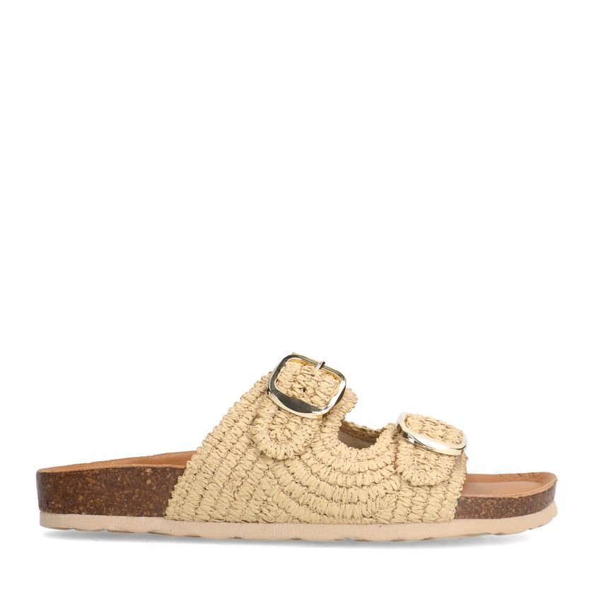 Manfield Beige raffia slippers