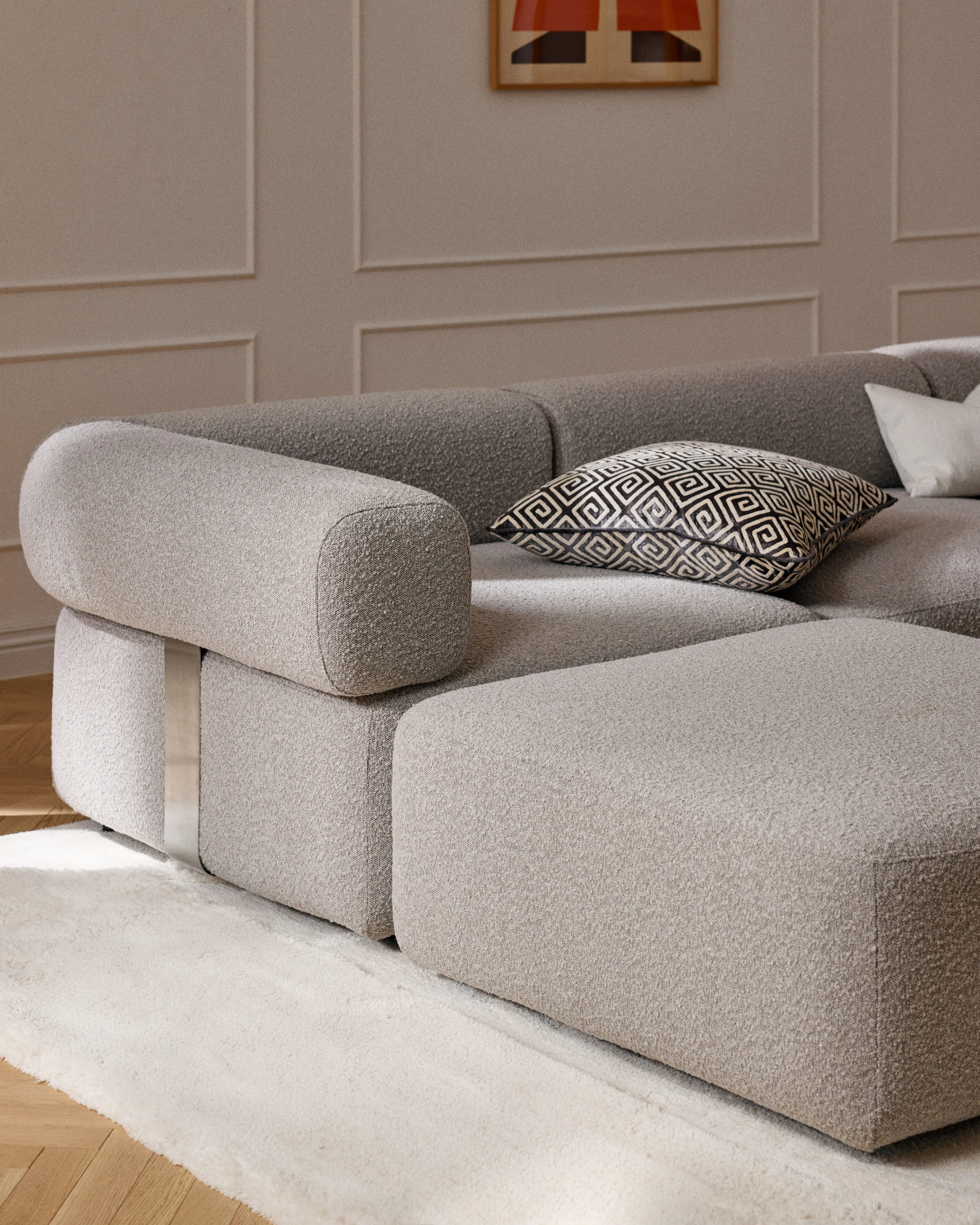 Bouclé-Sofa-Hocker Anton