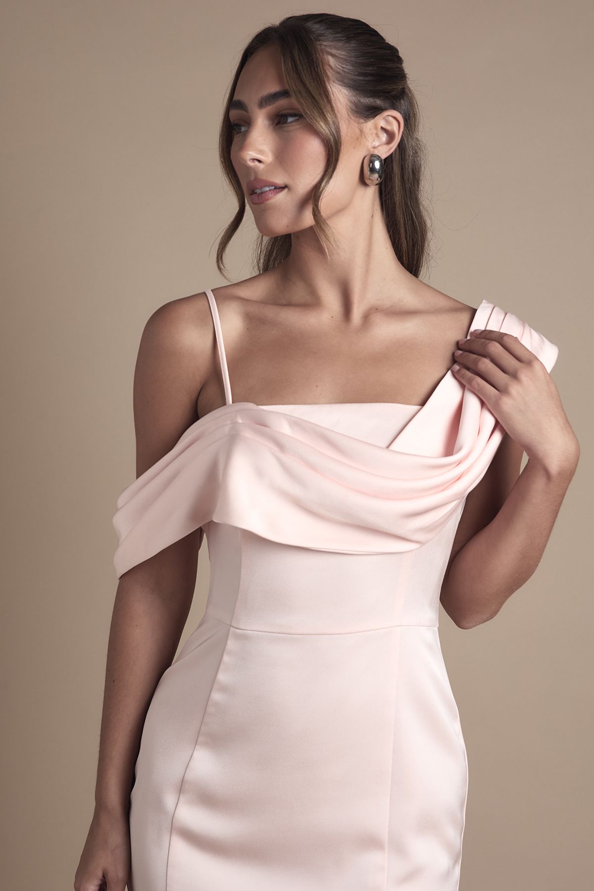 Coast Drape Detail Satin Strappy Maxi Bridesmaid Dress