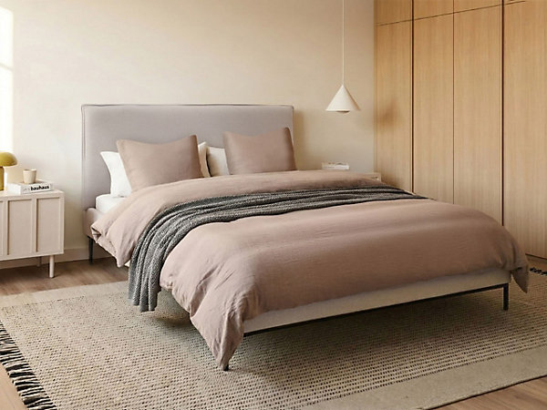 Lit avec sommier Tissu CORIO 140 x 200 cm Beige clair