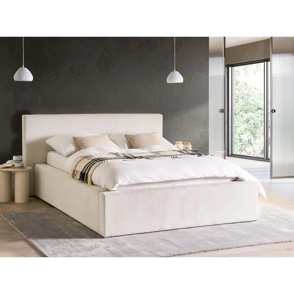 LILLEBONNE - Bed met opbergruimte - Beige - 140 x 200 cm - Corduroy