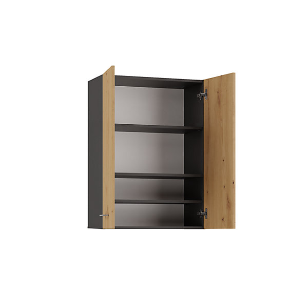 Armoire de salle de bain pour machine à laver, 30 x 64 x 90 cm anthracite, chêne artisan