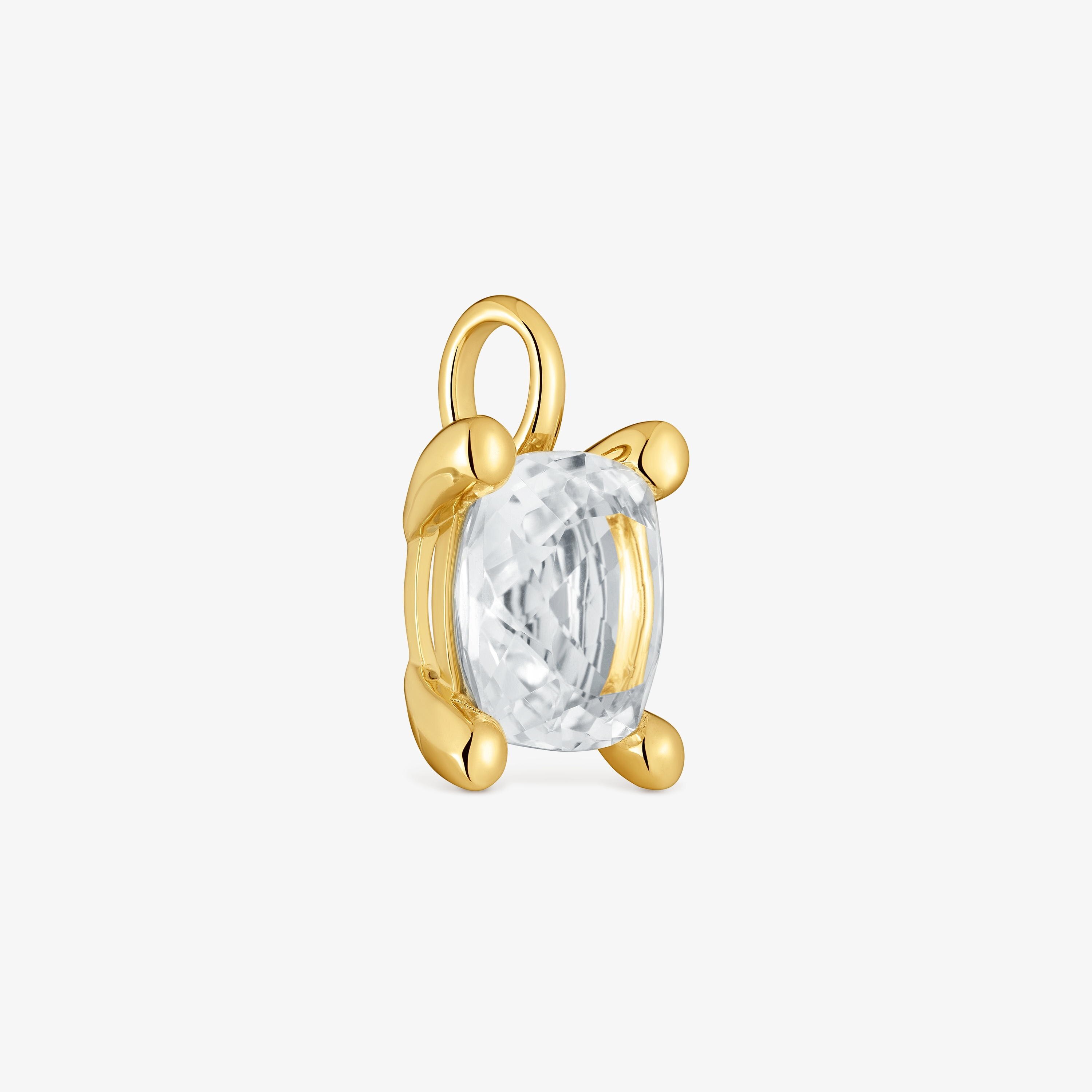 Colgante pequeño con baño de oro 18 kt sobre plata y cuarzo cristal de roca Color White