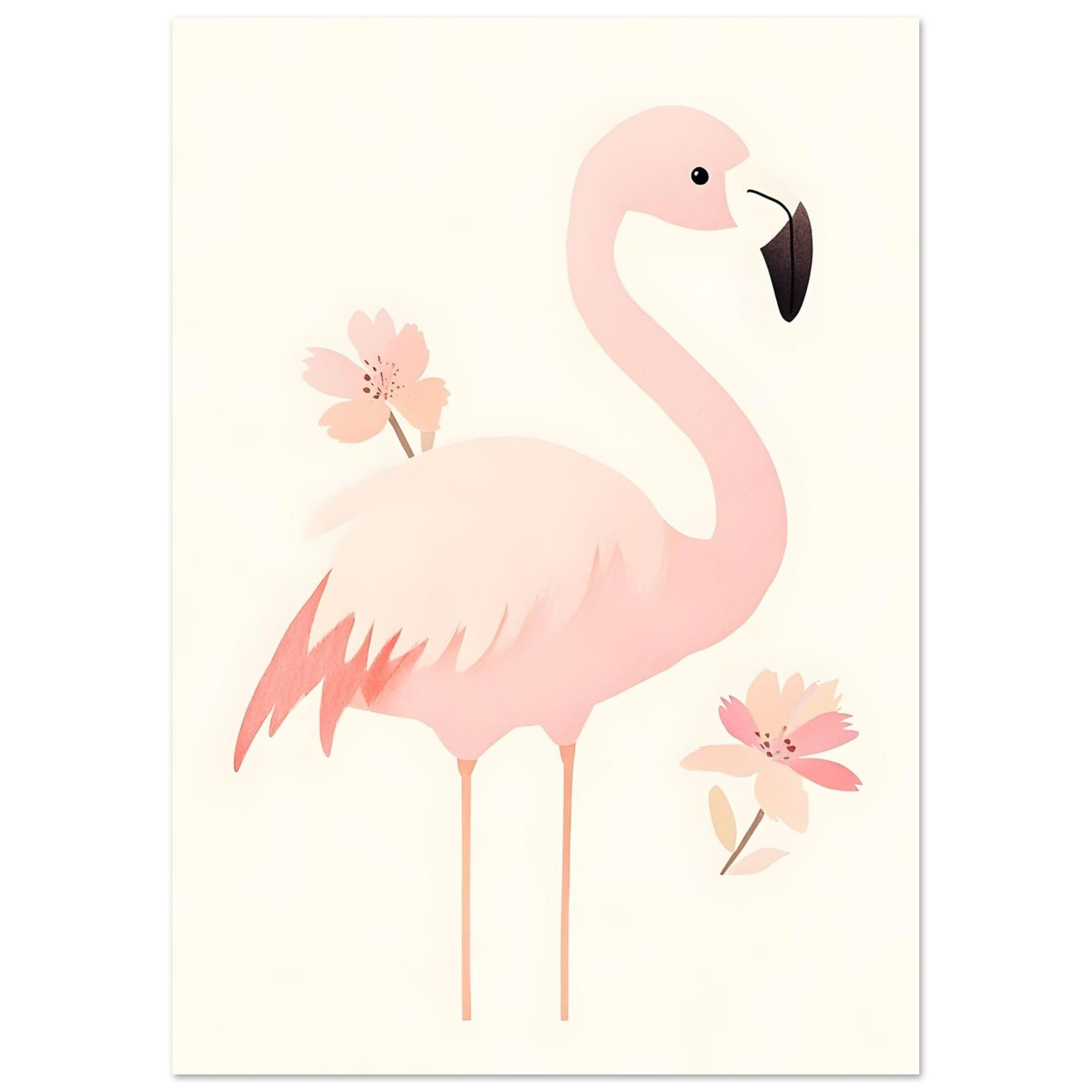 Artfulprints Poster Tropische flamingo  - A4 21x29.7 cm - Roze