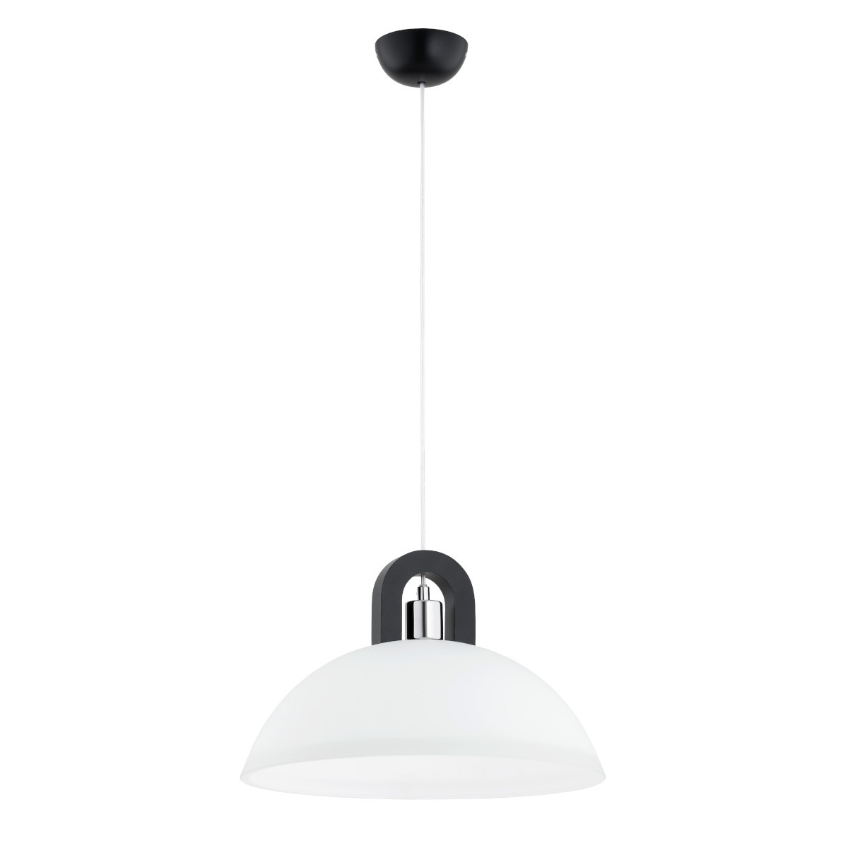 Lampa wisząca ciemne drewno-biała-chromowana MIGOT 1xE27x15W Alfa
