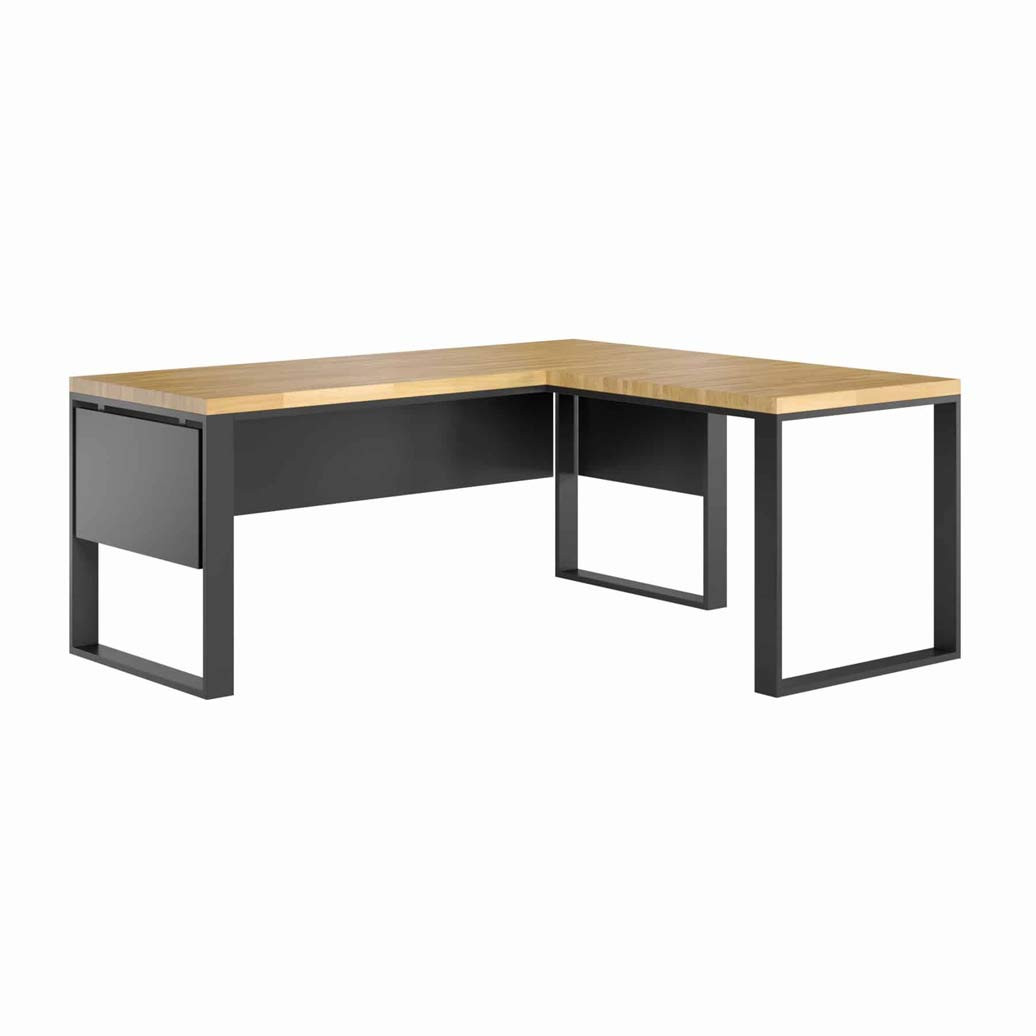 Ergonomiczne Biurko Narożne Dębowe 180x70 cm Prawe