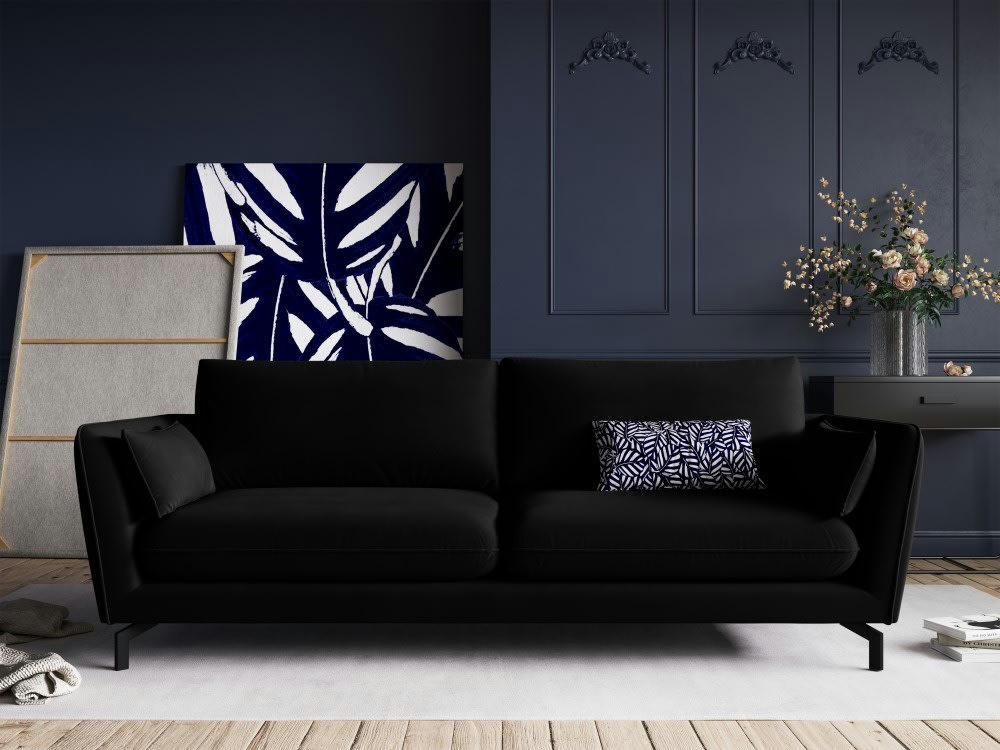 PODIUM - Canapé 3 places en velours noir