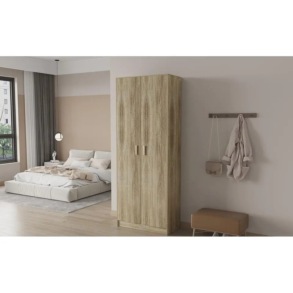 Interiax Opbergkast - Kledingkast 'Aurora' - Sonoma Eik - 2 Deurs - 194x72x36cm