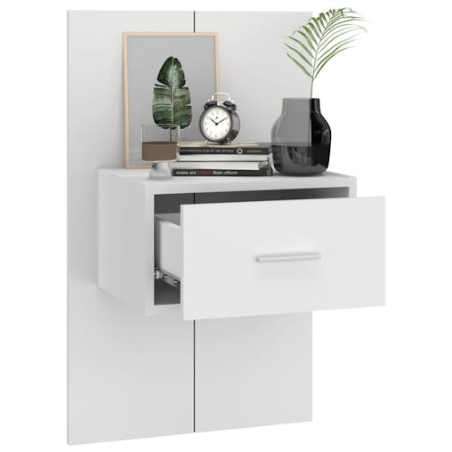NNEVL Wall-mounted Bedside Cabinets 2 pcs High Gloss White