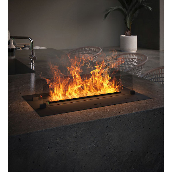 Cheminée vapeur d'eau Insert 700, Flammes multicolores LED, effet 3D, app mobile, réservoir 1,2L, remplissage auto - 70 cm