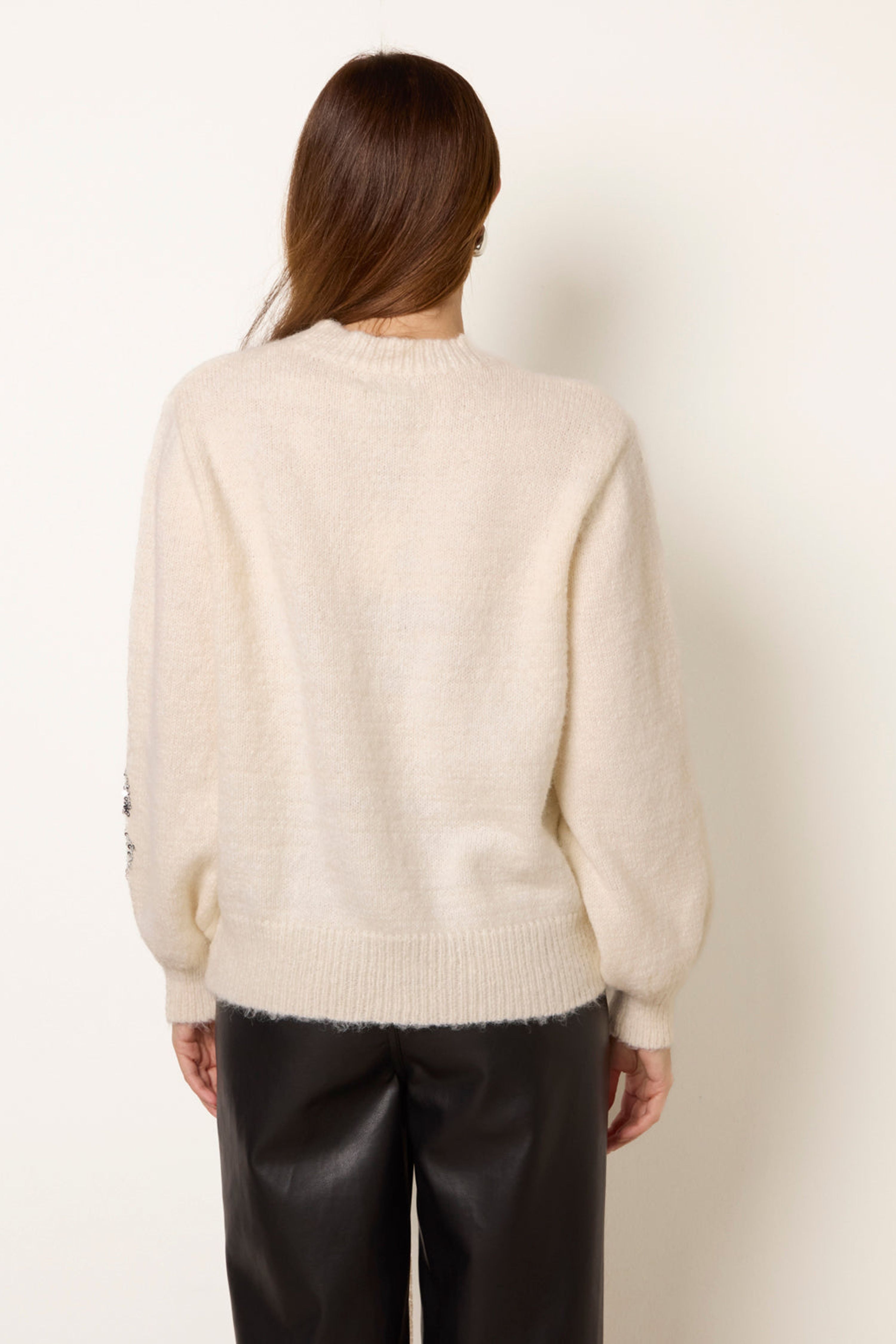 Blue Vanilla Ivory Sequin Bow Jumper