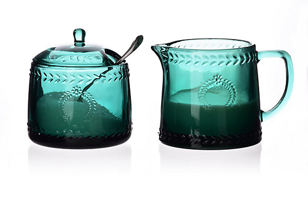 Ensemble sucrier et crémier Verre ECILA DARK 9x9xh7,3cm   300ml Vert 1 ens.