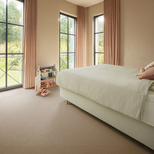 Moquette pure laine vierge bouclée - Mallow - Beige - Rouleau de 4m x 13m