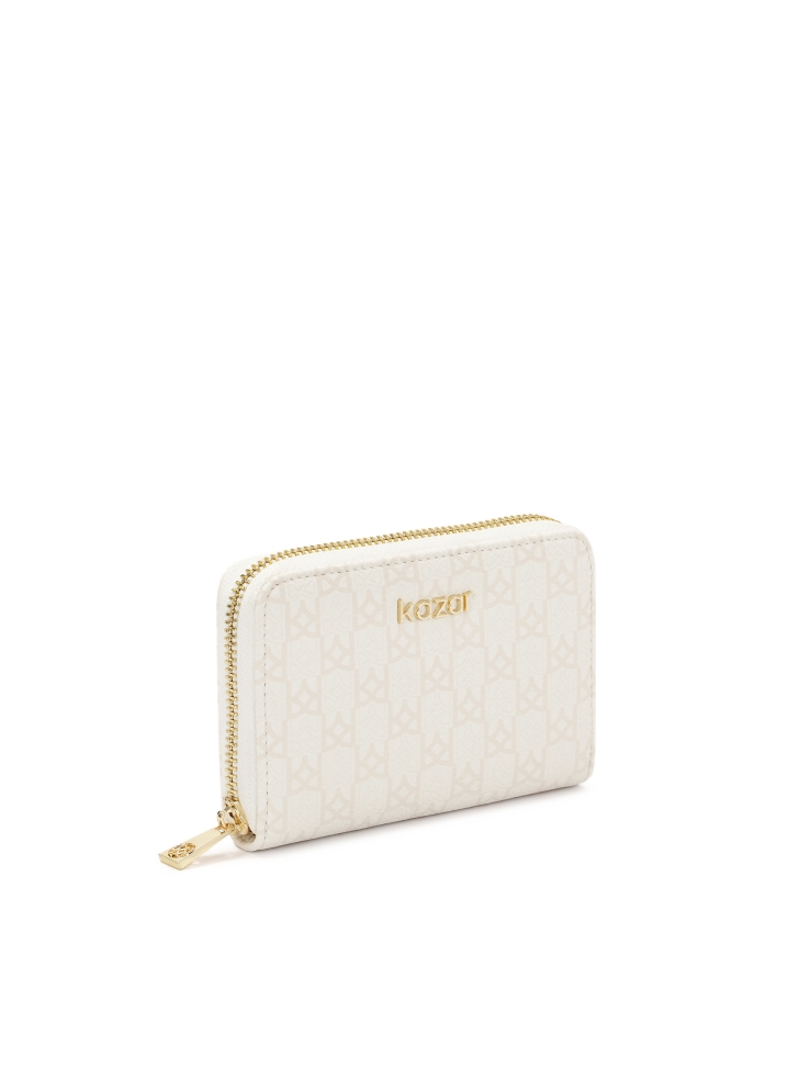 Patterned small wallet made of natural leather