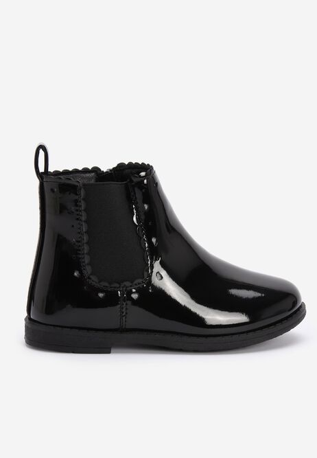 Younger Girls Black Patent Chelsea Boots