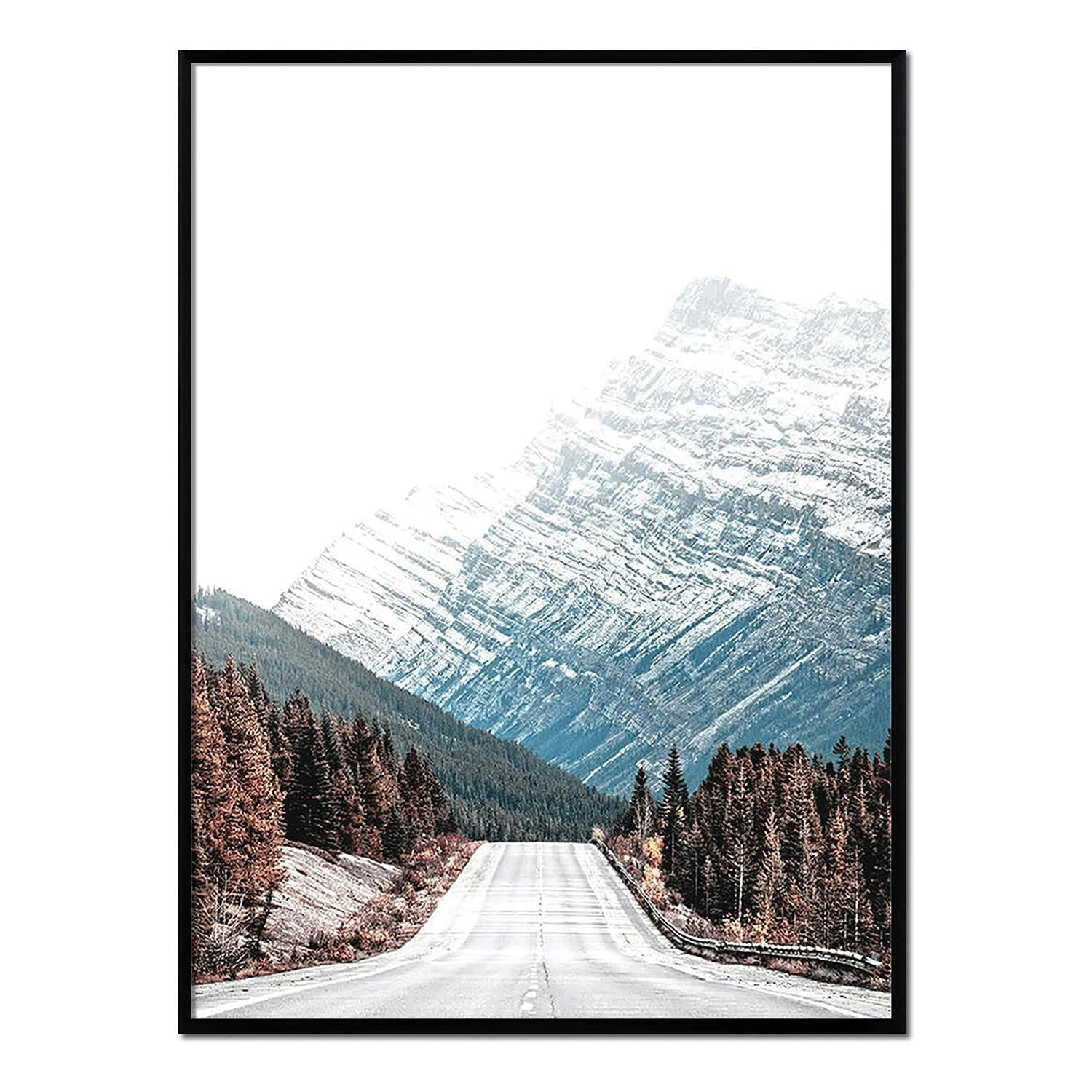 MONTAÑA - Affiche avec cadre noir - Paysage avec neige - 50x70