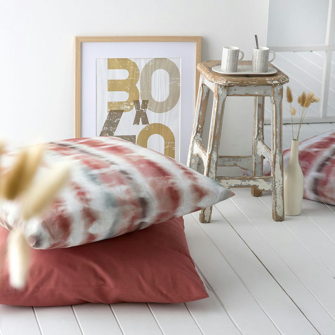 - 2 Taies d'oreiller en percale de coton 65x65 cm gris