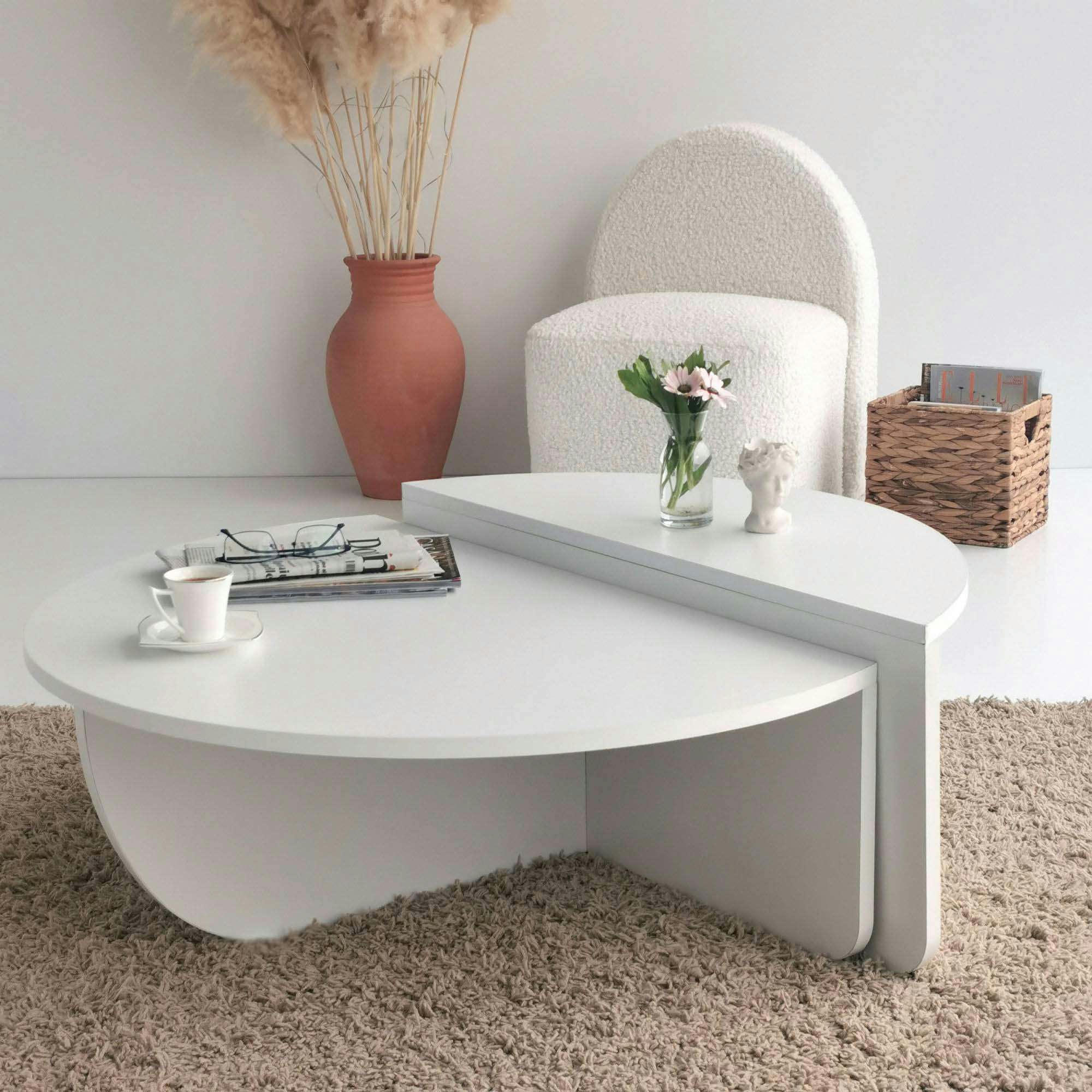 SET - Table basse en aggloméré podium blanc