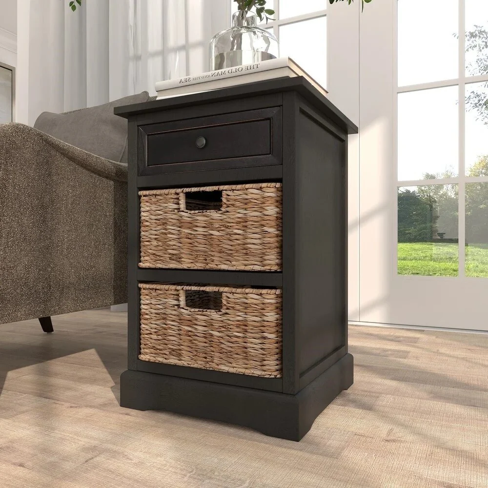 Dana Point 3-drawer Storage Wood Side Table Nightstand