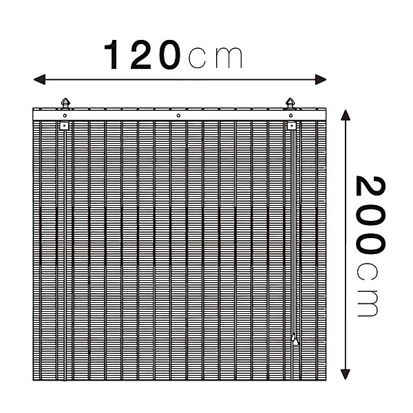 Lot de 2 Store de fenêtre en Bambou avec enroulement manuel, protection vie privée et brise-vue-Longueur 120 x Hauteur 200 cm