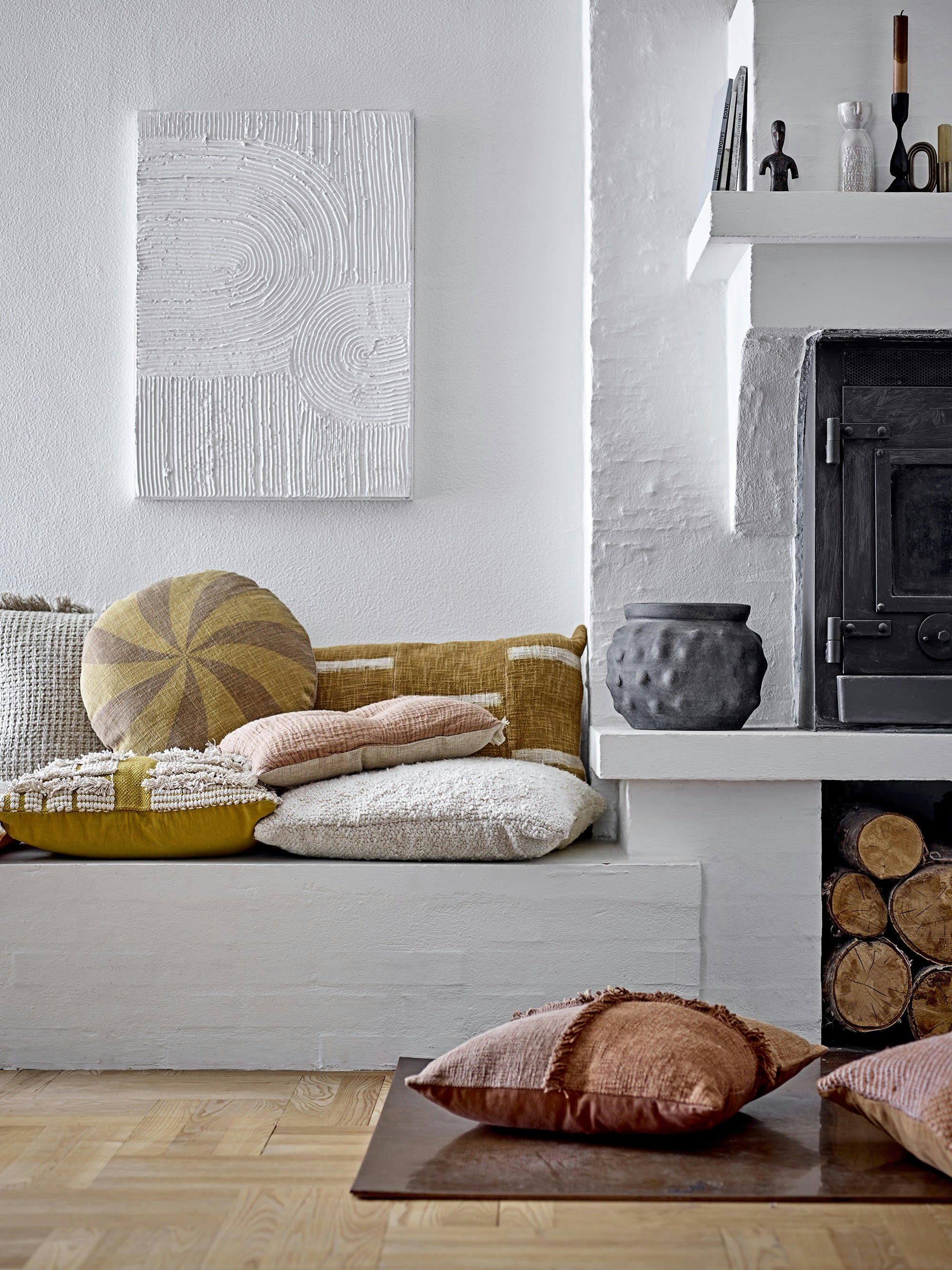 LISEN - Pot de fleurs décoratif en terre cuite gris H21.50cm