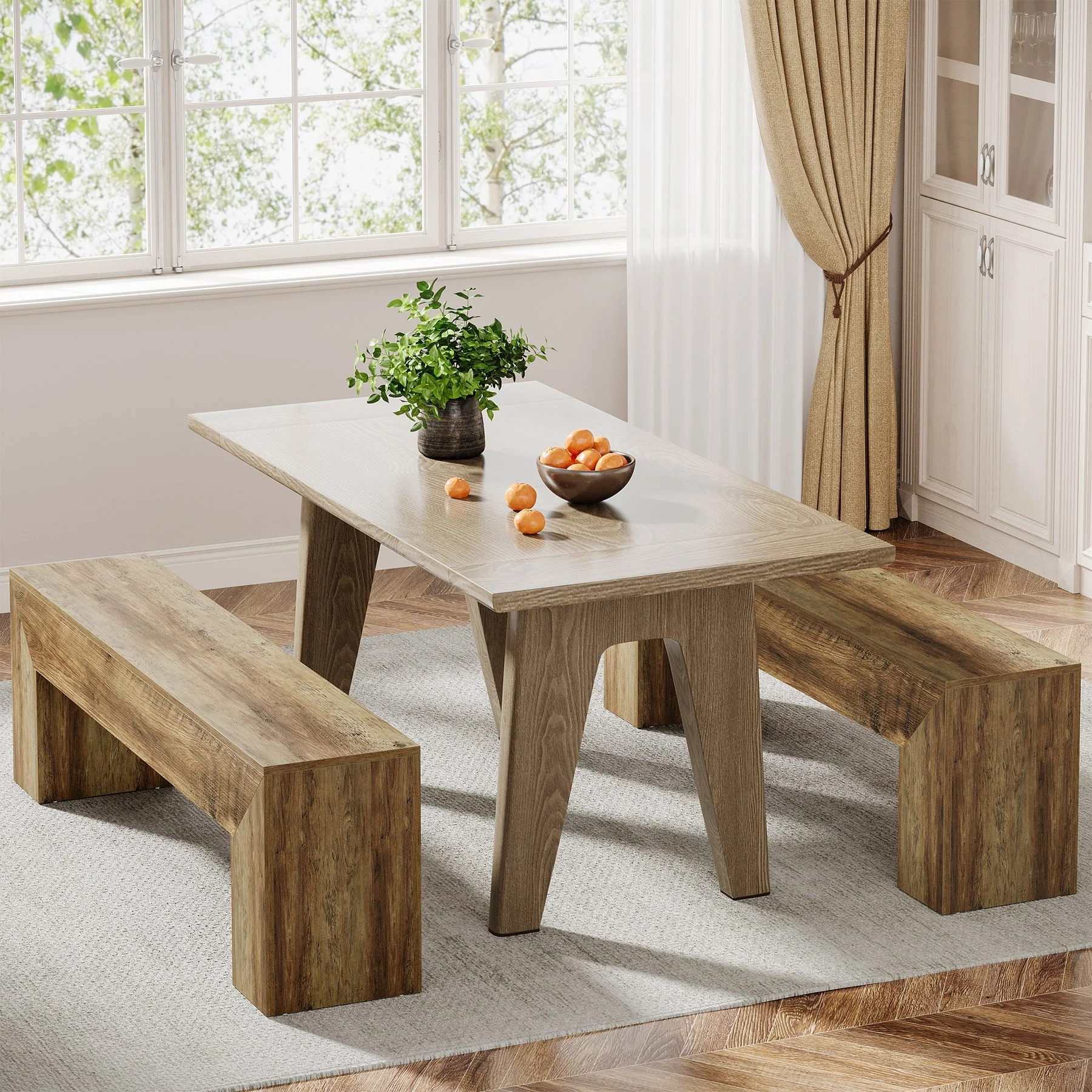 47 Inches Wooden Dining Bench for Living Dining Room Kitchen