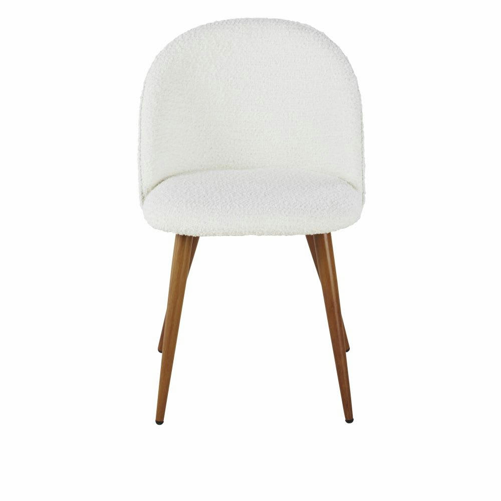 Mauricette - Chaise tissu écru effet laine bouclée