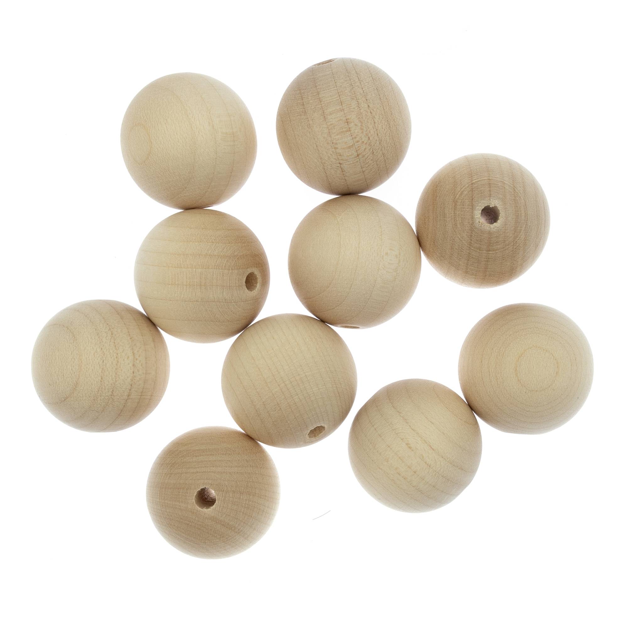 Unvarnished Wooden Beads 25mm 10 Pack