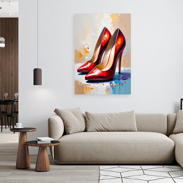Obraz na płótnie do salonu sypialni, Czerwone Buty Szpilki 20x30