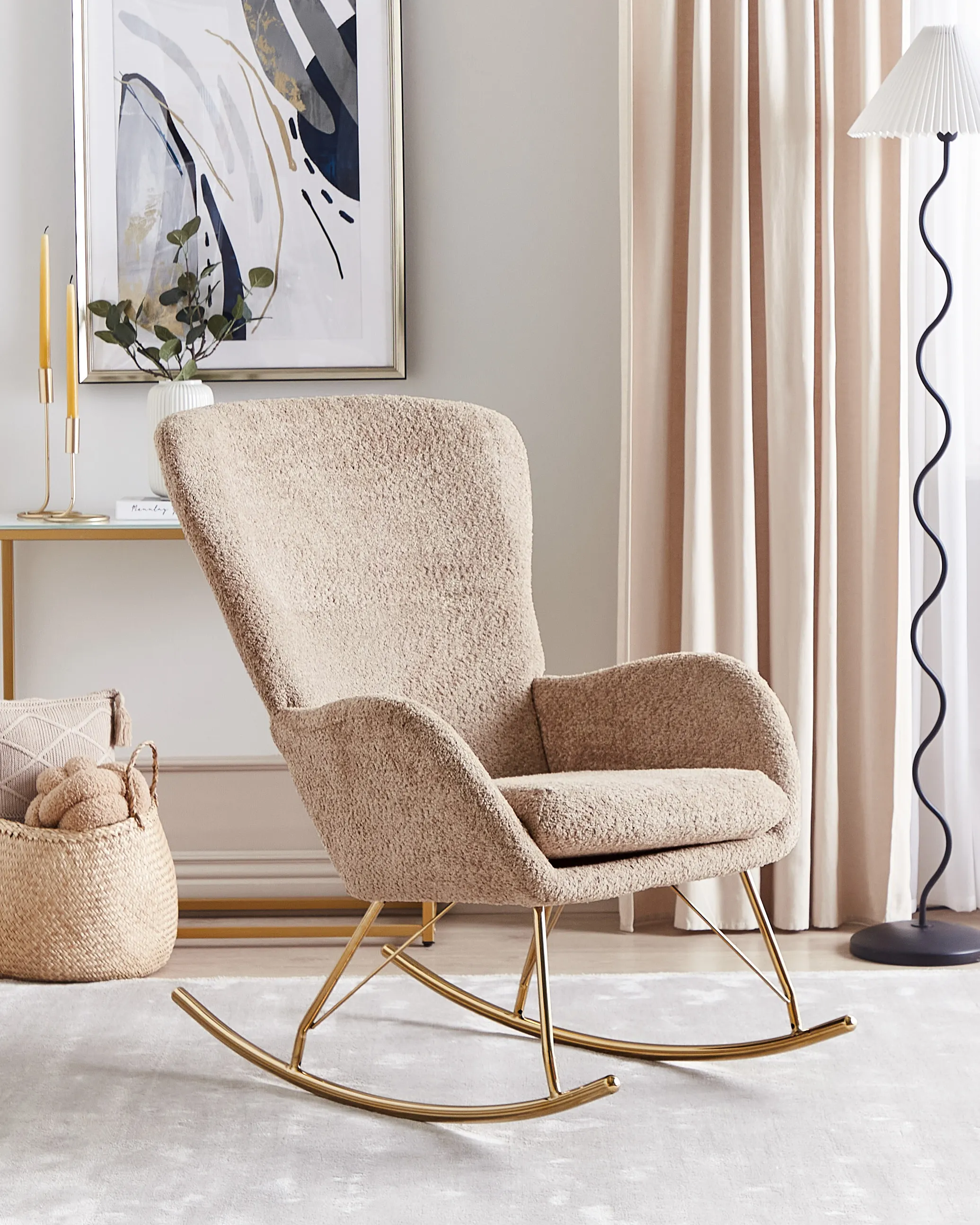 Rocking Chair ANASET Boucle Sand Beige