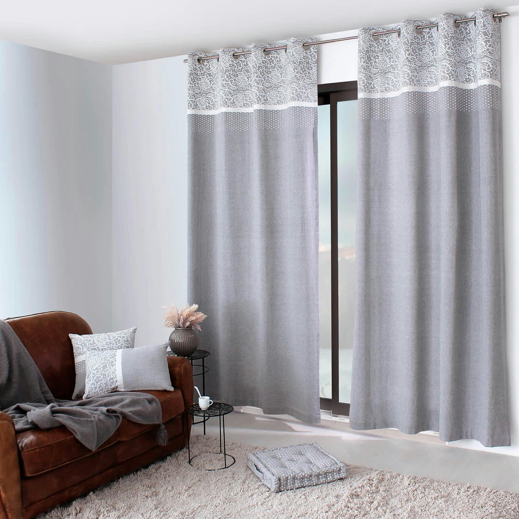 - Rideau  tissu Gris 140 X 240