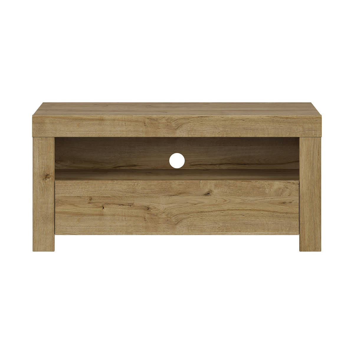 - Meuble TV 1 tiroir 106 cm panneaux agglomérés naturel