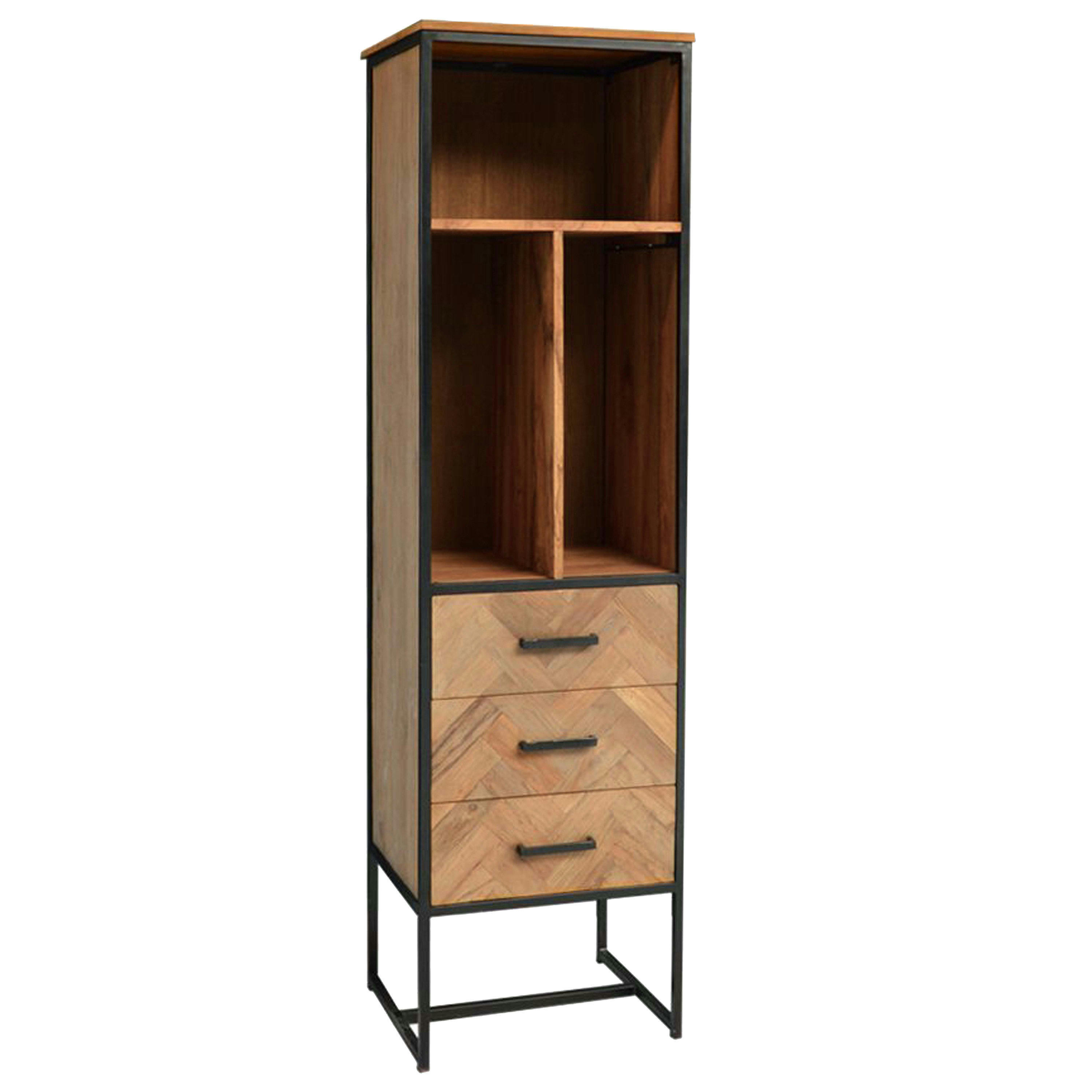 BIARRITZ - BIARRITZ-Buffet haut 3 tiroirs en Teck massif et métal noir