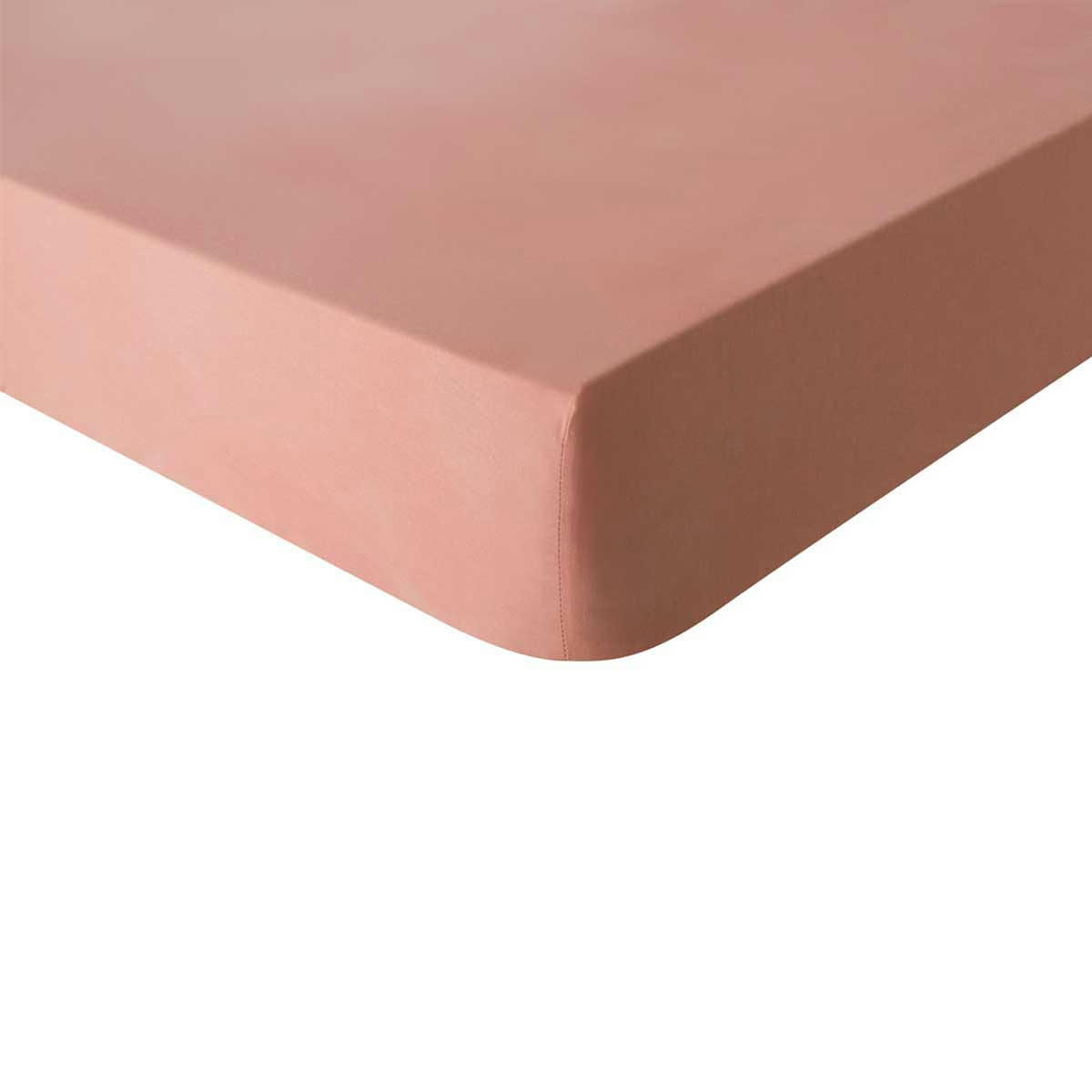 TOUT DOUX - Drap housse en coton  rose solaire 140x190 Made in France