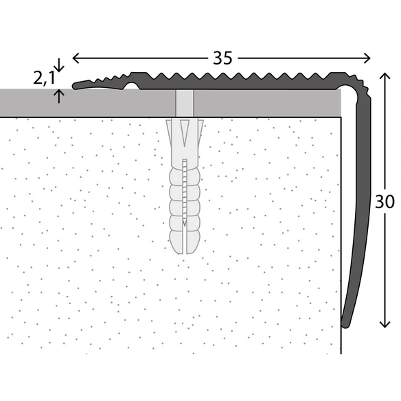 Treppenkantenprofil »NOVA«, BxH: 35 x 30 mm, versenkt gelocht