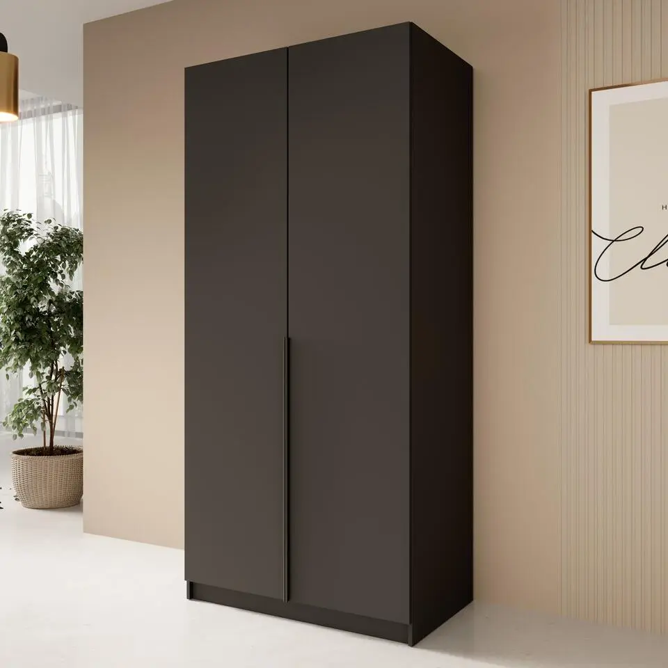 Meubella - Kledingkast Bruno - Zwart - 100 cm