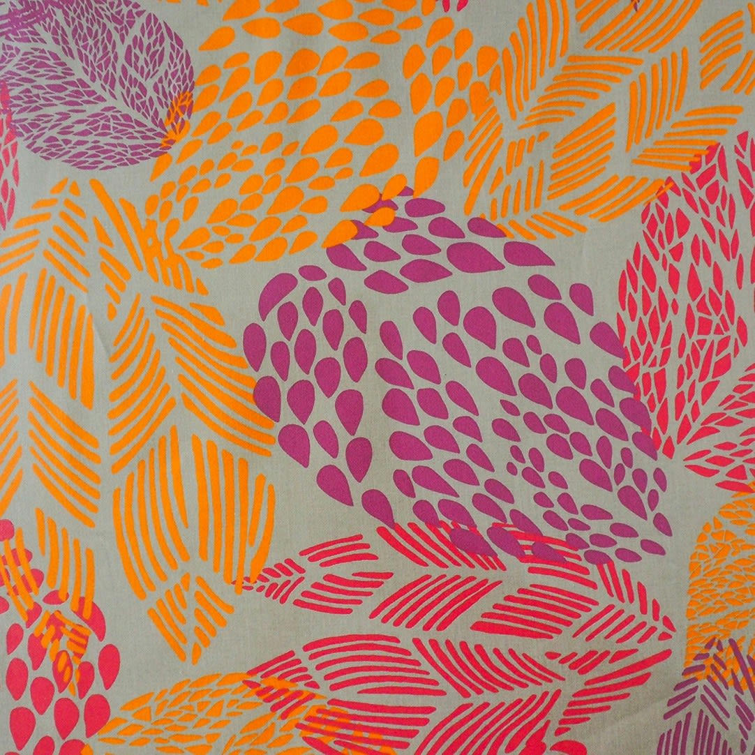 FEUILLES - Nappe enduite ovale 160 x 200 cm orange