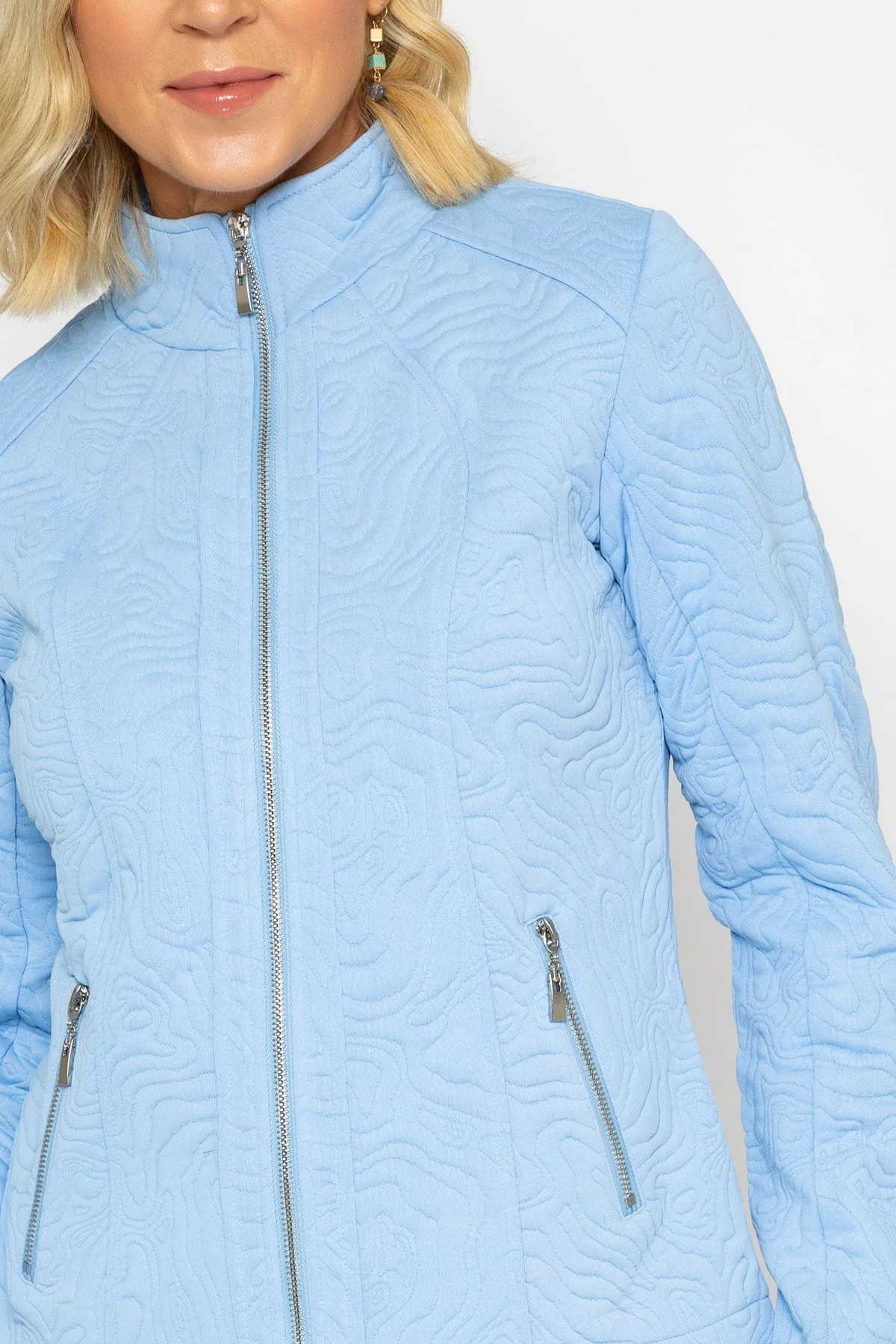 Blue Textured Jersey Jacket