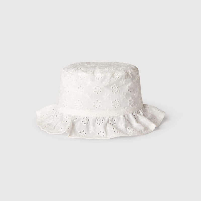Cap with broderie anglaise embroidery