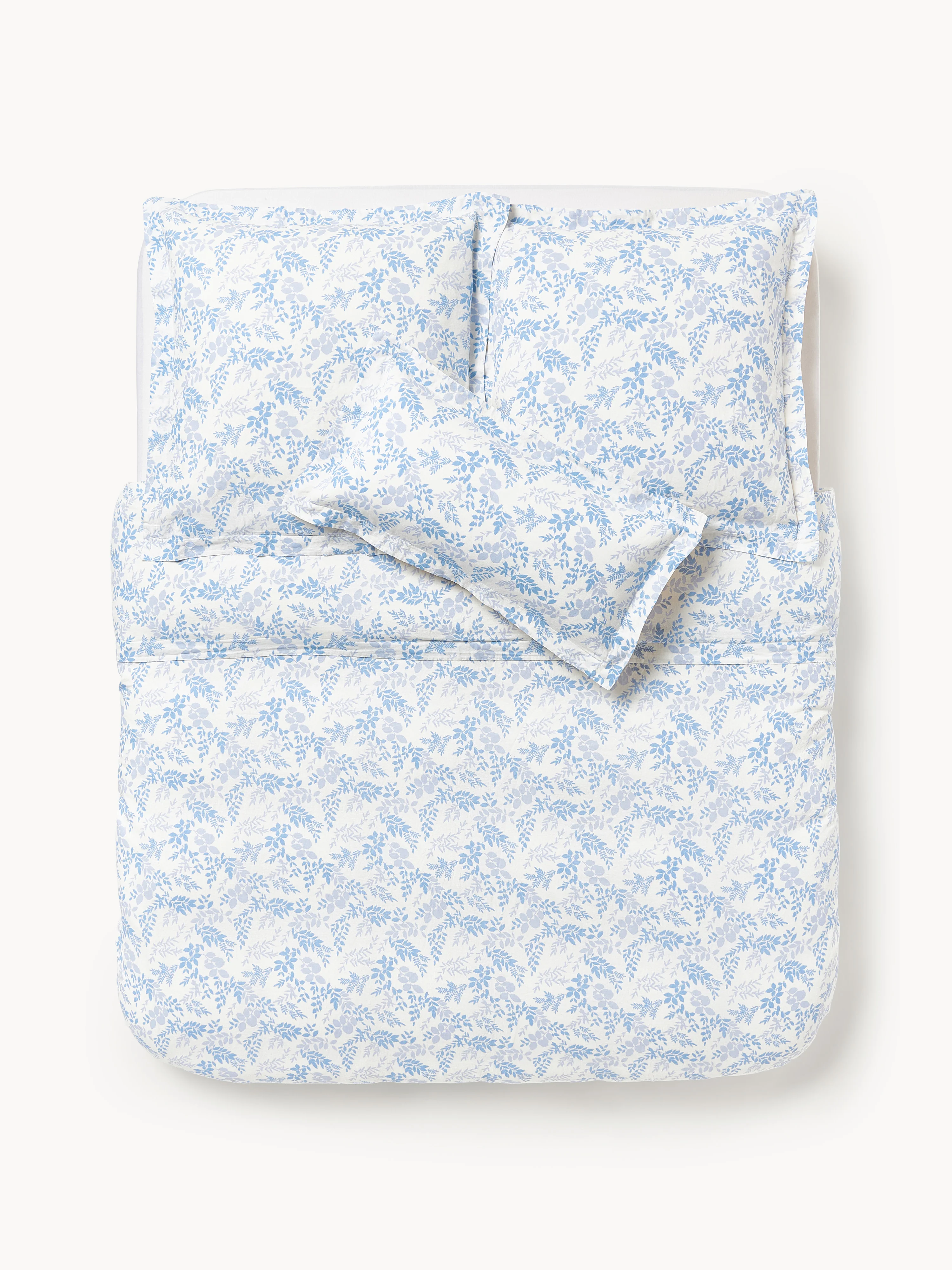 Bettdeckenbezug Pola mit Blatt-Print und Stehsaum