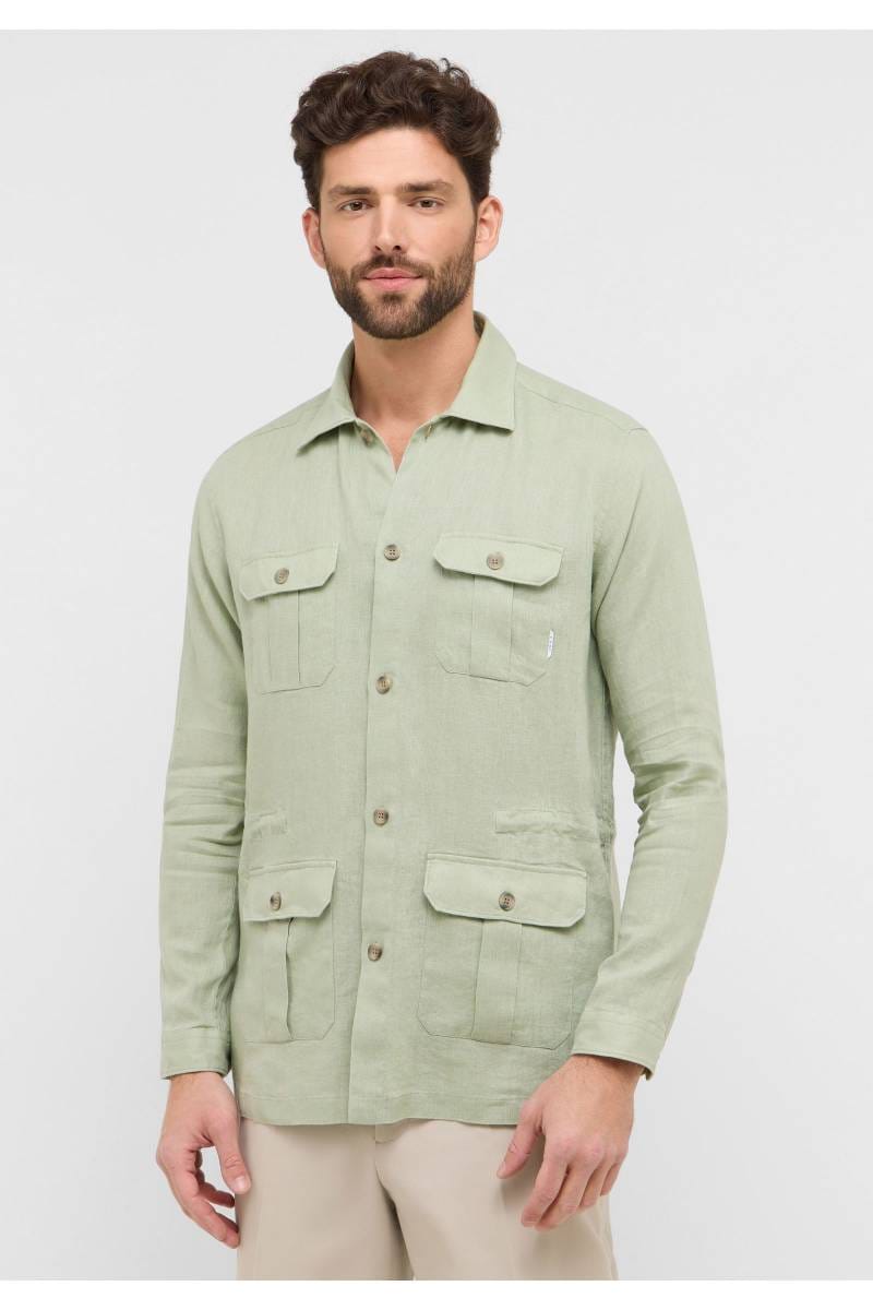 ETERNA 1863 Modern Fit Hemdjacke khaki, Einfarbig