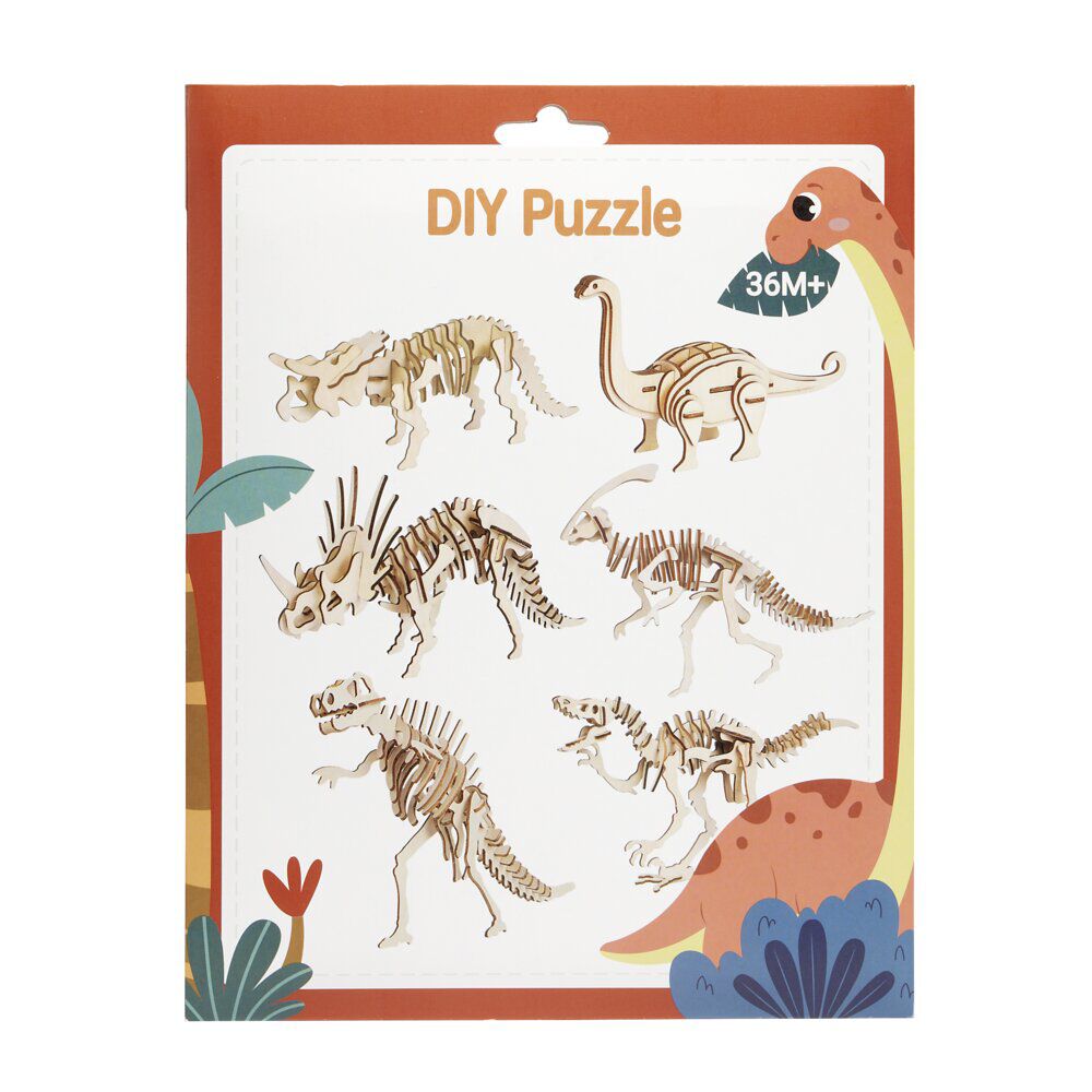Puzzle 3D en bois squelette dinosaure H20,5cm