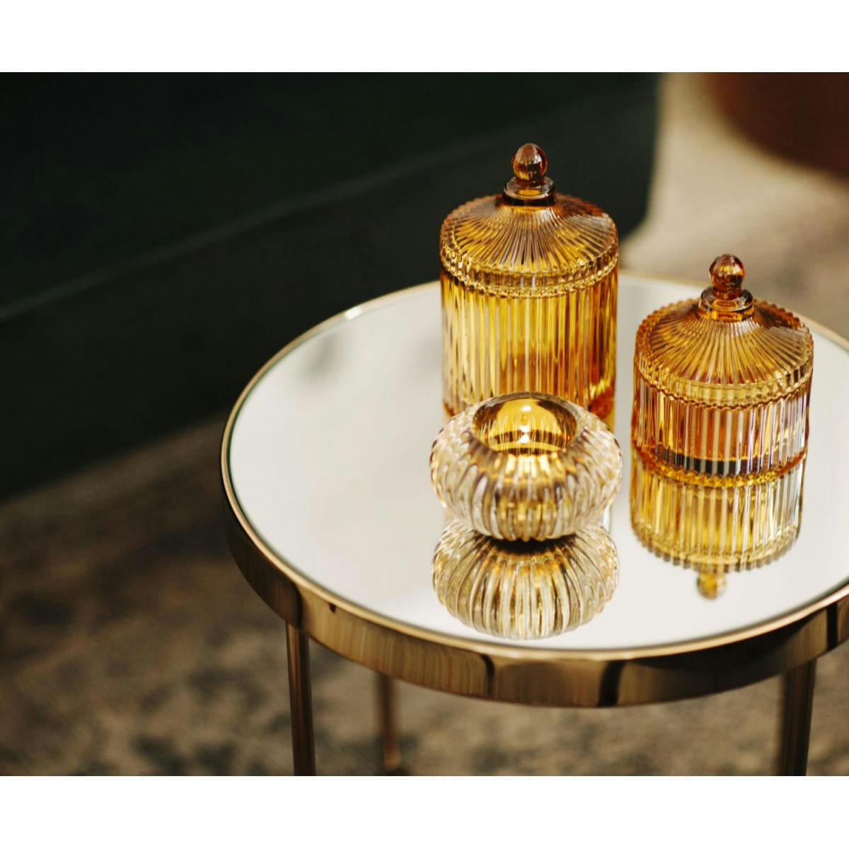 - Boîte rangement salle de bain verre ambre 10,5x17cm