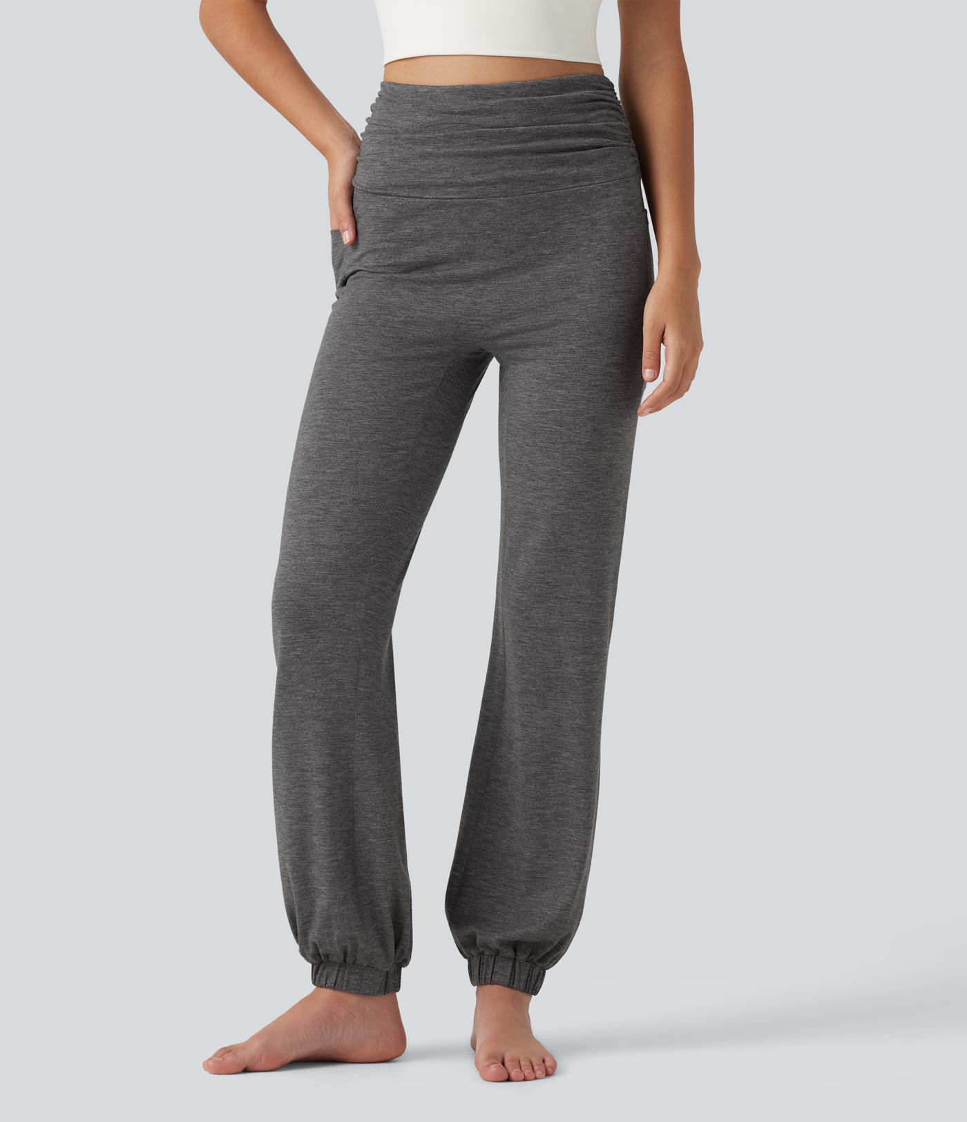 Jogging de danse taille haute froncé coupe ballon avec poches