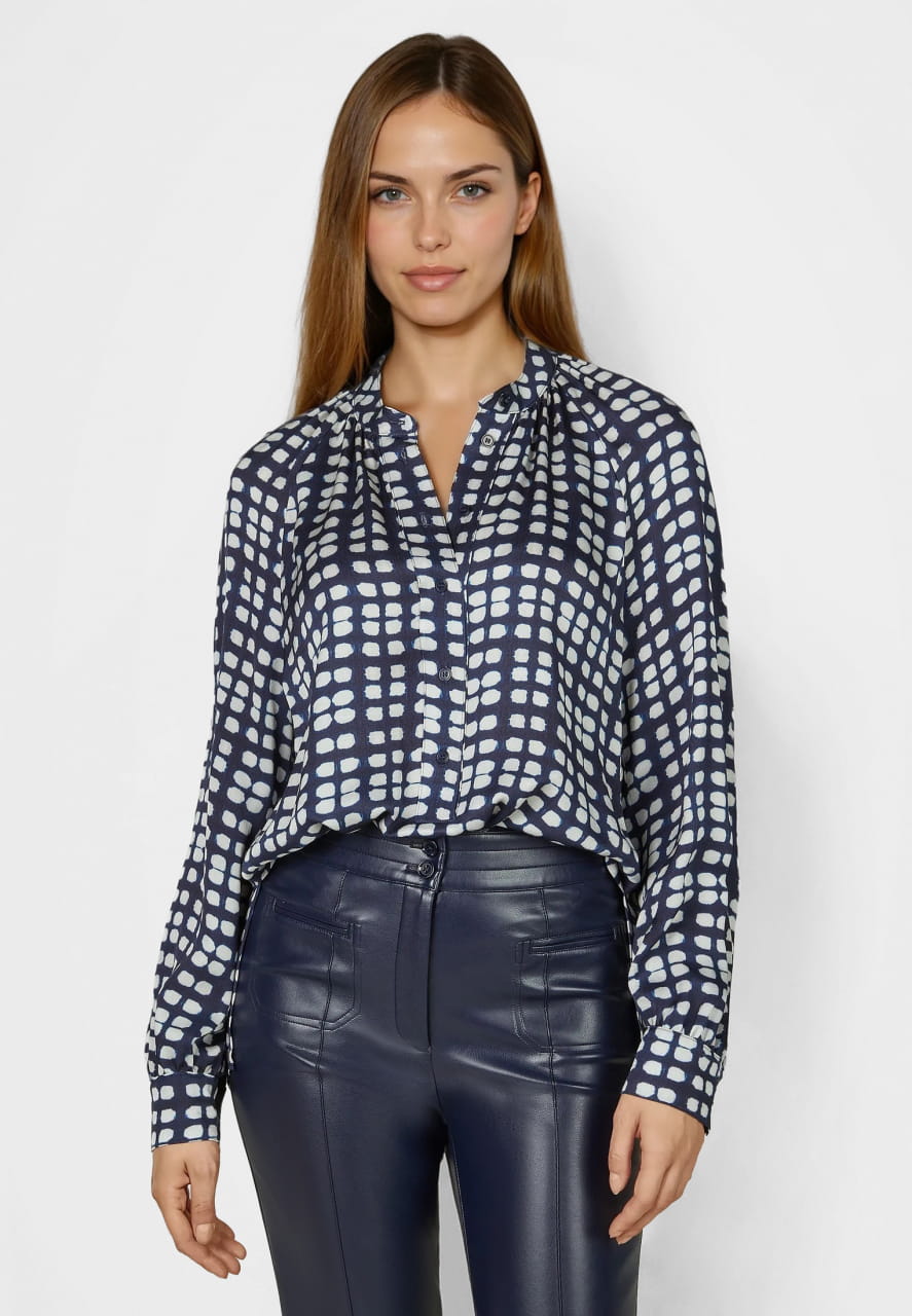 Raglanbluse mit abstraktem Punktedruck