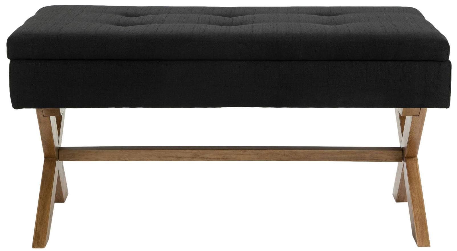 NAMARO - Banquette avec pieds en bois assise en tissu Noir